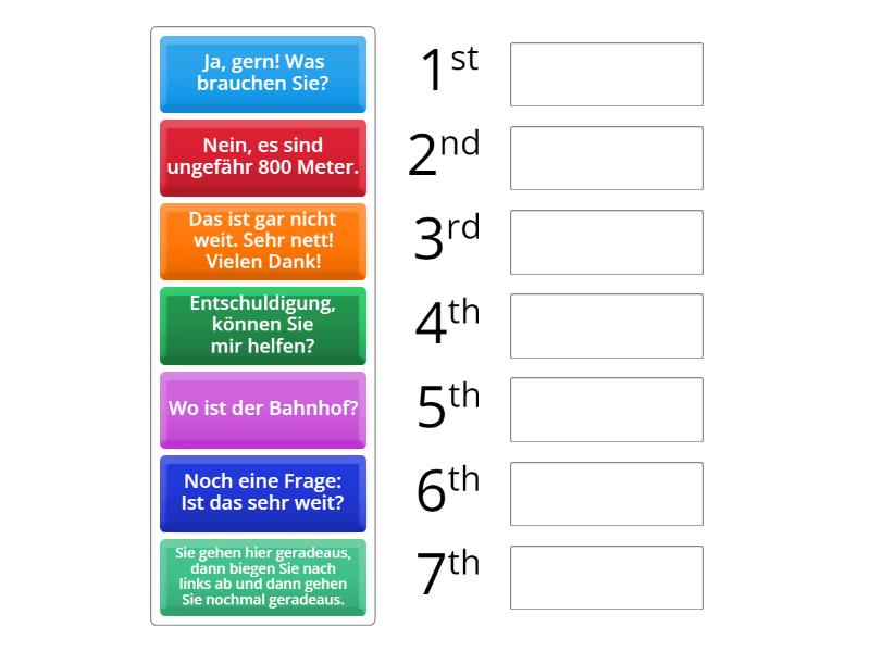 Nach dem Weg fragen - Rank order