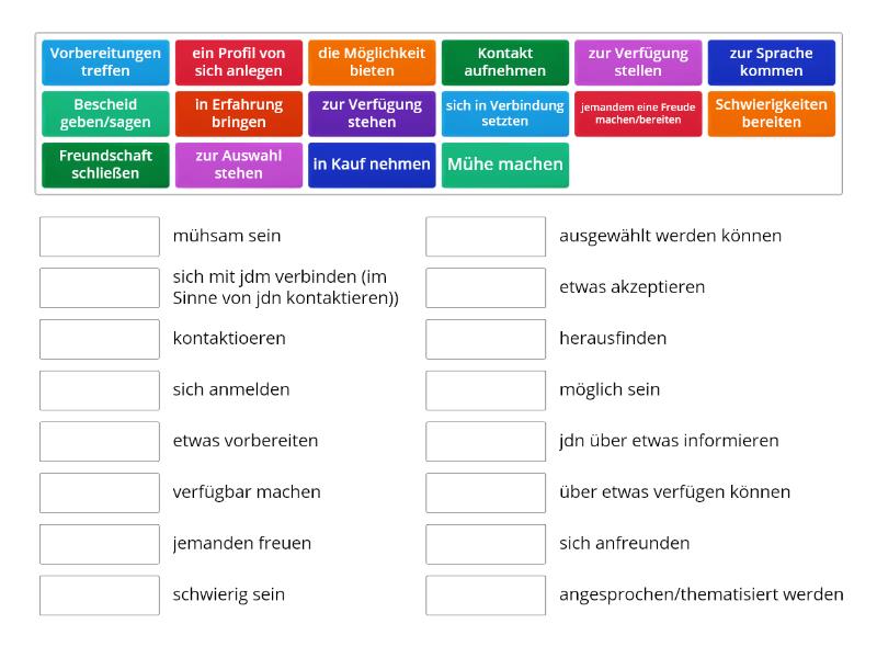 Nomen-Verb-Verbindungen Sicher! In Alltag Und Beruf C1.1 (1) - Połącz W ...