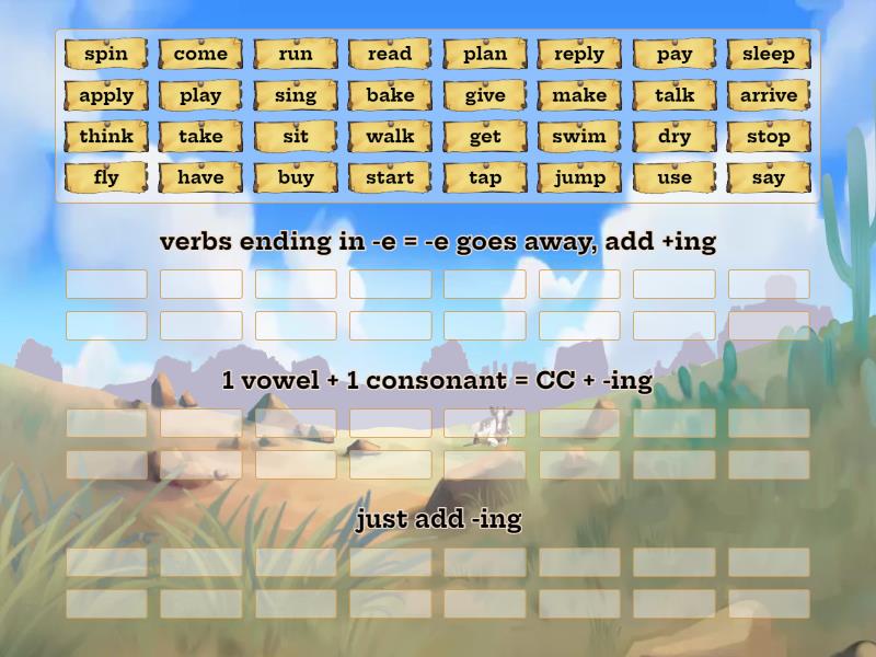 Spelling rules -ing - Group sort