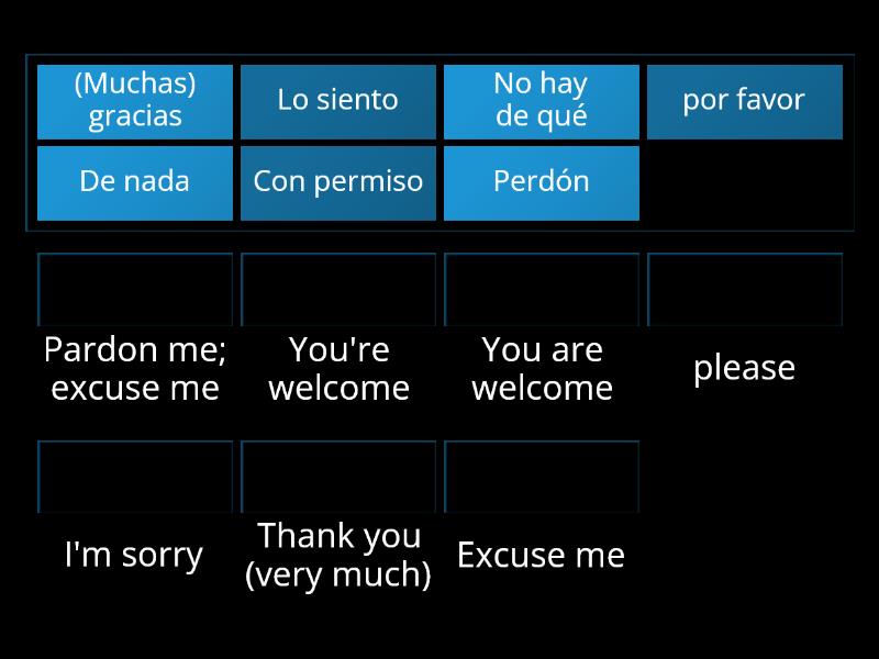 Descubre 1 Cap. 1 Vocab 1.4 Expresiones de cortesia - Match up