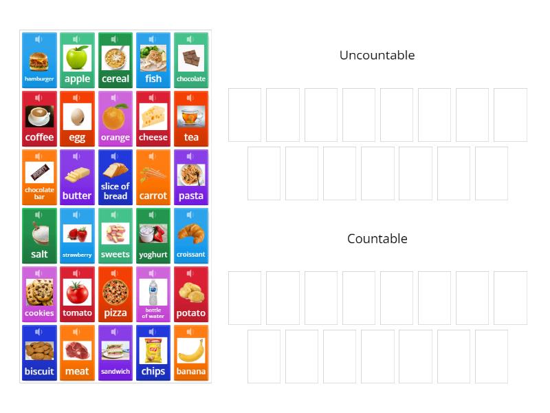 Countable vs Uncountable nouns - Group sort