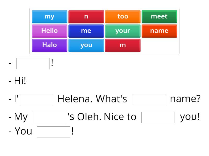 Lesson 1 Greetings dialogue - Missing word