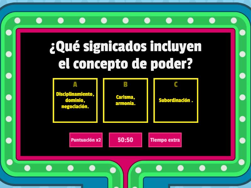 Quiz El poder y la autoridad en la escuela - Gameshow quiz
