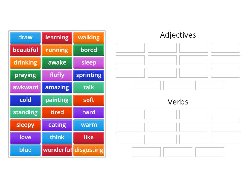 Group the Adjectives and Verbs - Group sort
