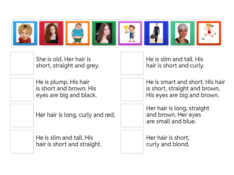Physical Appearance - Describing People - Match up