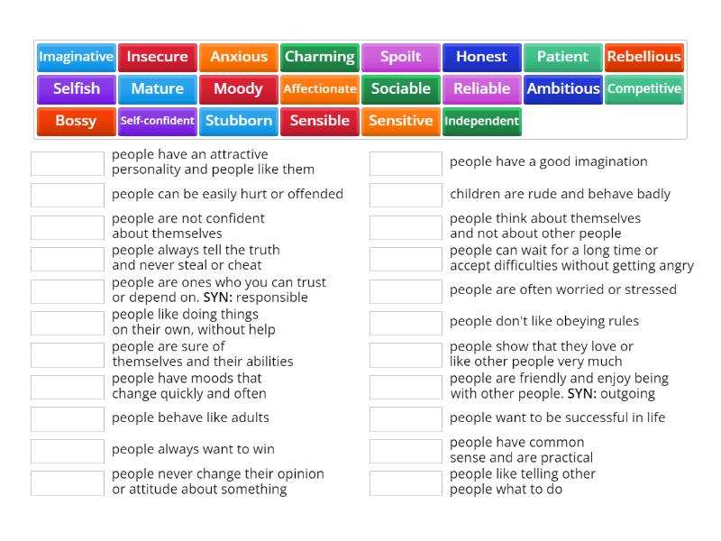 What are they like? - Match up