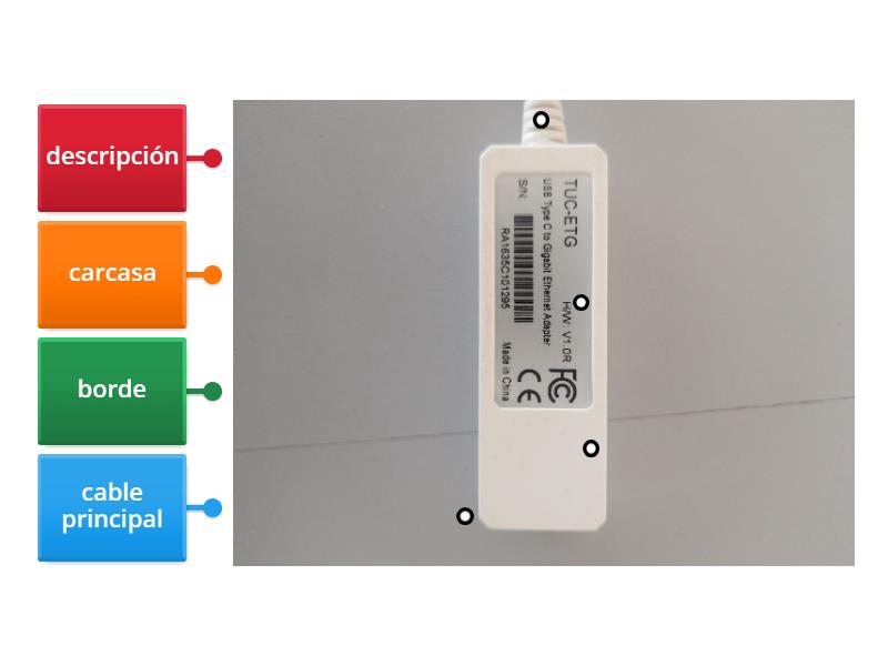 Partes de adaptador red USB - C - Labelled diagram