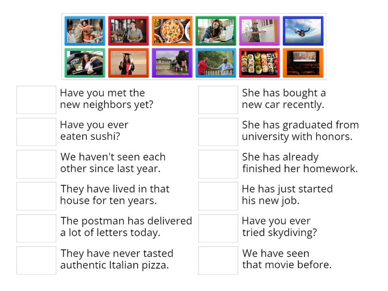 Linking Photos with Sentences - Une las parejas