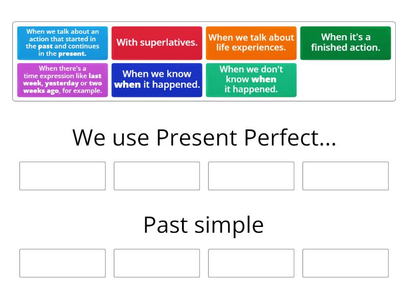 ADP1 - Unit 2B - Present Perfect and Past simple - Group sort