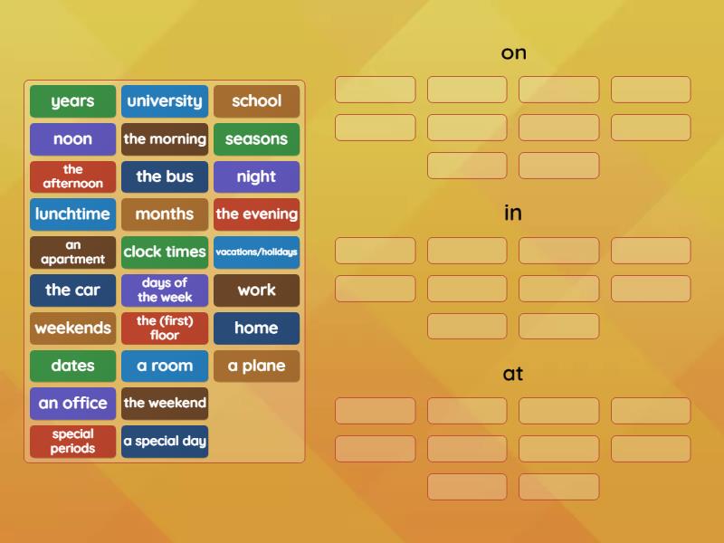 prepositions - Group sort