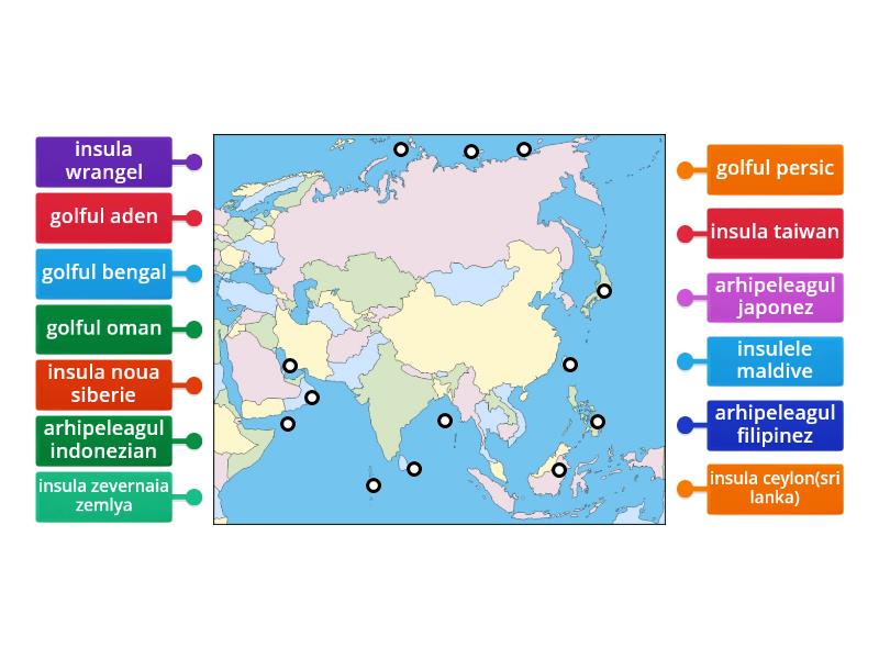 Insule Golfuri și Arhipeleaguri Asia Labelled Diagram