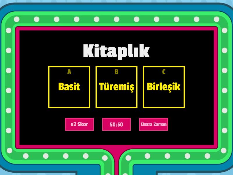 6. Sınıf Türkçe Sözcükte Anlam (Basit, Türemiş, Birleşik) - Gameshow Quiz