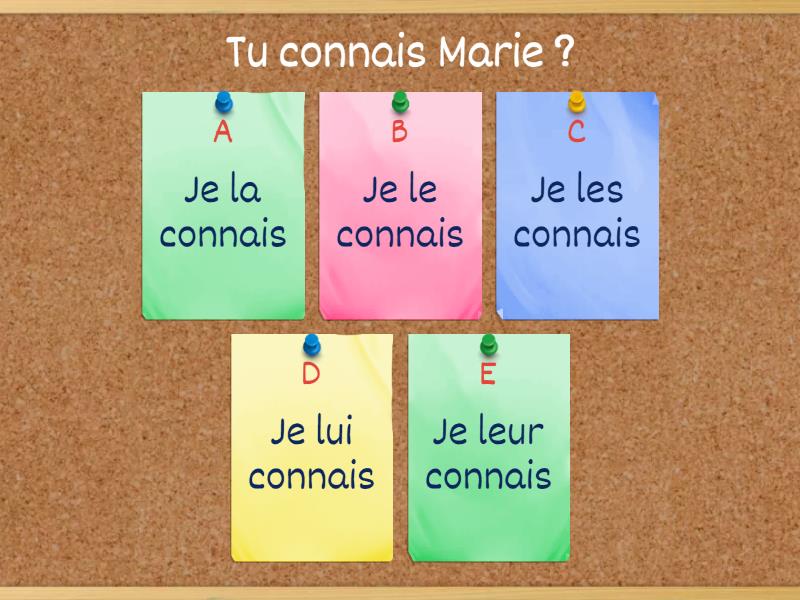 Grammaire A Les Pronoms Cod Et Les Pronoms Coi Quiz