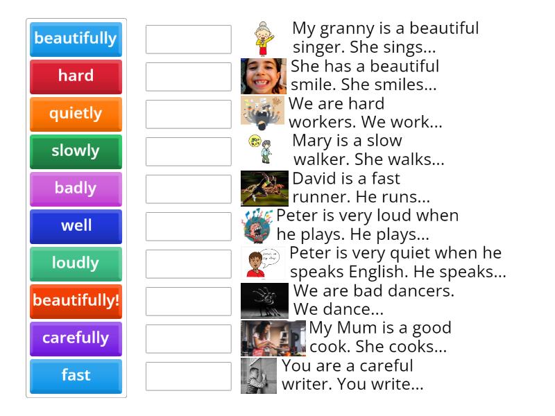 Spotlight 4 adjectives adverbs - Match up