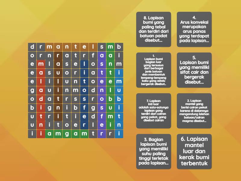 KUIS STRUKTUR DAN LAPISAN BUMI - Wordsearch