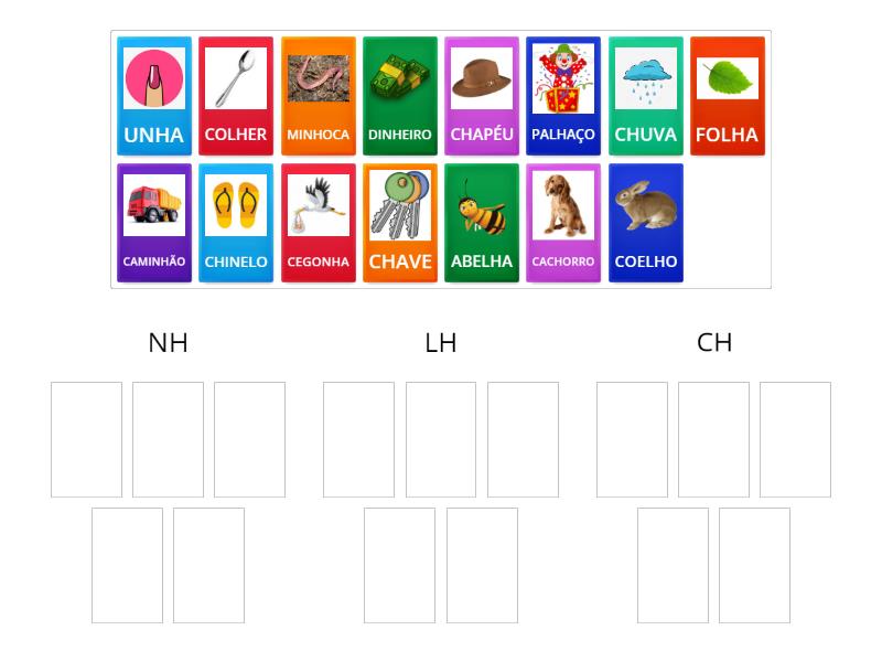 PALAVRAS COM: NH - LH - CH - Group sort