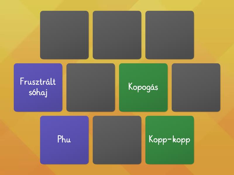 Hangutánzó szavak, memória játék - Matching pairs
