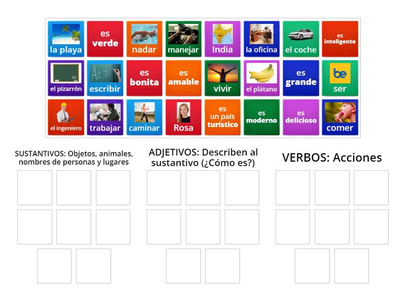 A Sustantivos Adjetivos Y Verbos Group Sort