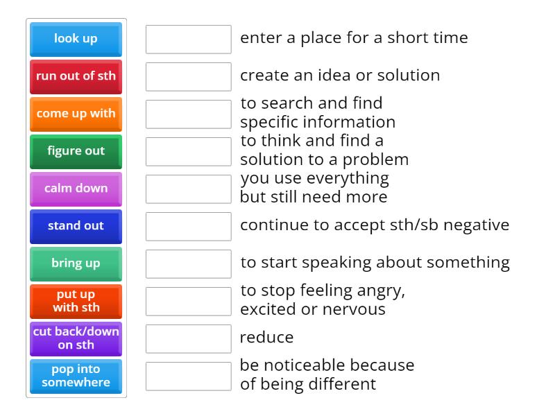 Phrasal Verbs B - Part 1 - Match Up