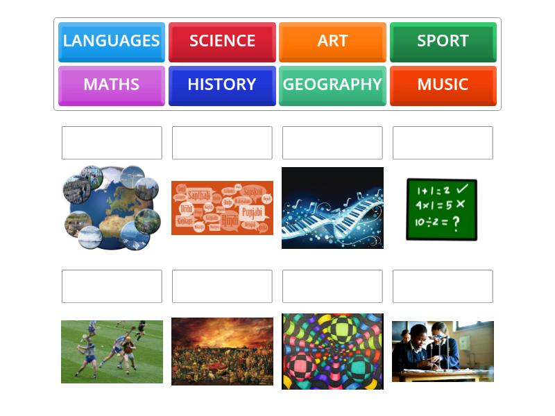 School subjects find the match mini boards - Match up