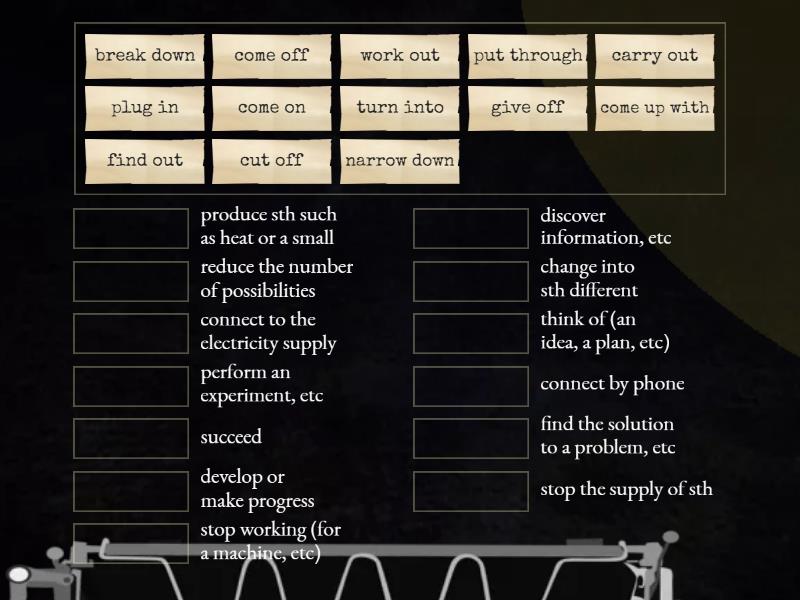 Destination B2 Science and technology phrasal verbs - Une las parejas