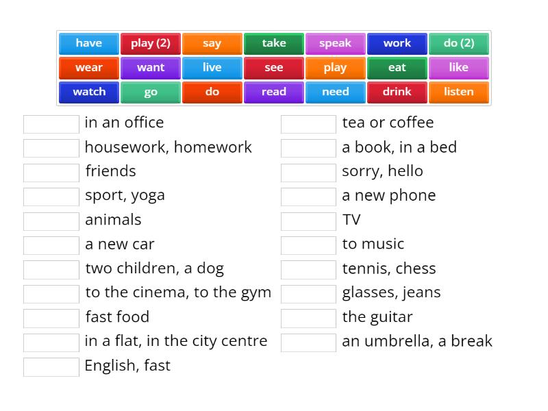 3A EF Elementary__ Verb phrases - Match up