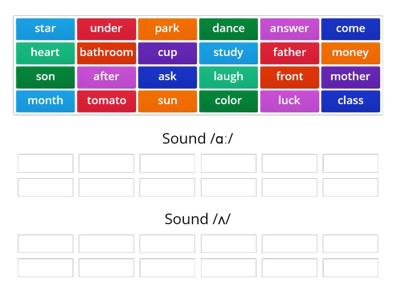 Sound /ʌ/ and /ɑː/ - Group sort