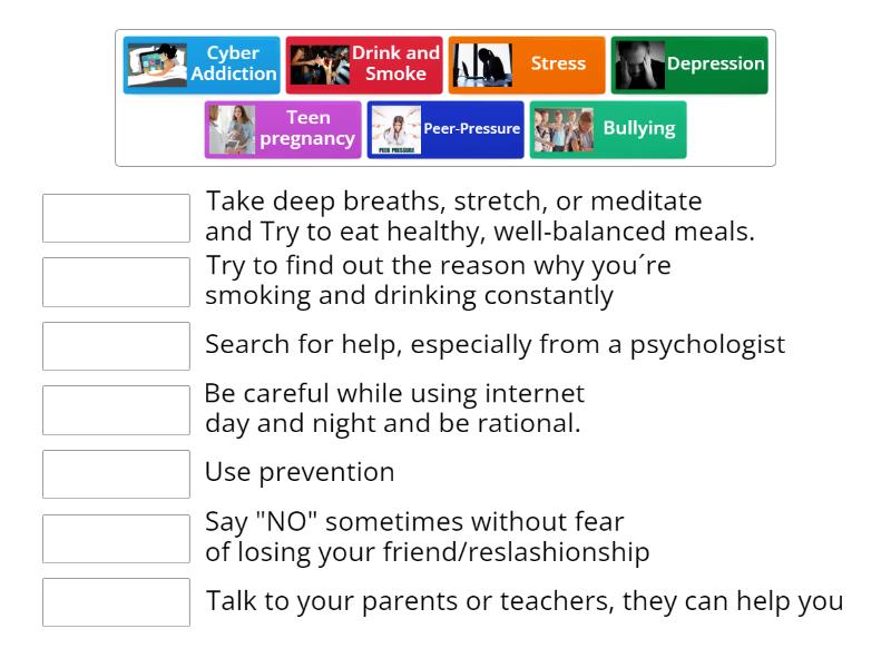 teenage problems and their solutions - Match up