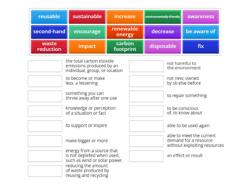 Sustainability A2/B1 - Match up