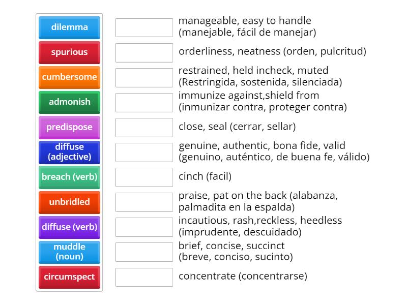 Sadlier Level D Unit 1: ANTONYMS with translations to Spanish - Match up