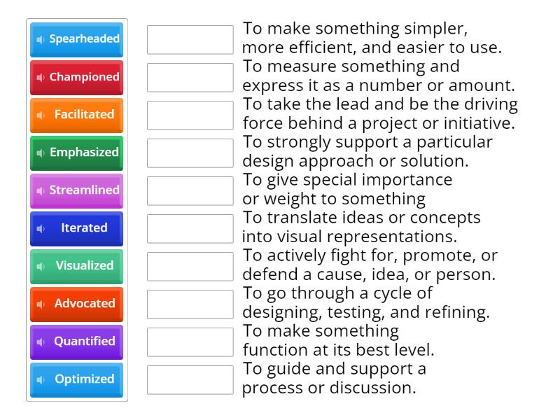 Designers Power Verbs - Match up