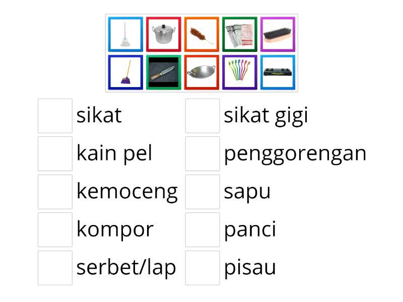 mengenal alat masak dan kebersihan - Match up