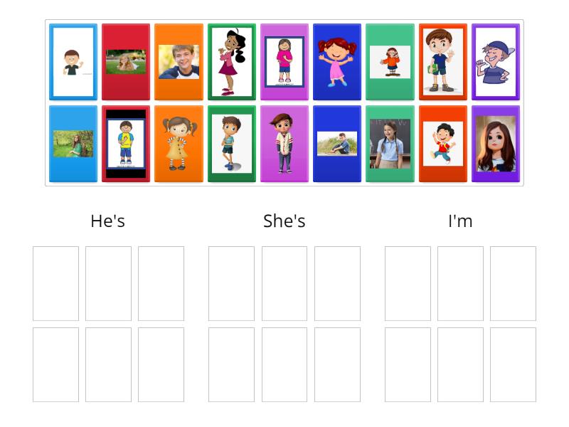 AS 1 Unit 1 Grammar He's / She's / I'm - Group sort