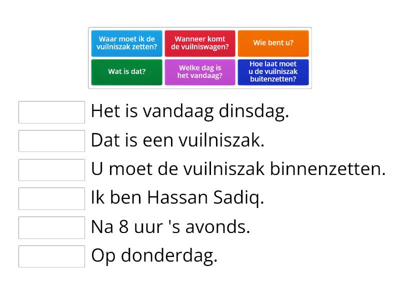 Vraagwoorden Vragen En Antwoorden Match Up