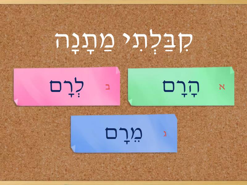 השלמת אותיות שימוש - ב ל מ ה - Quiz
