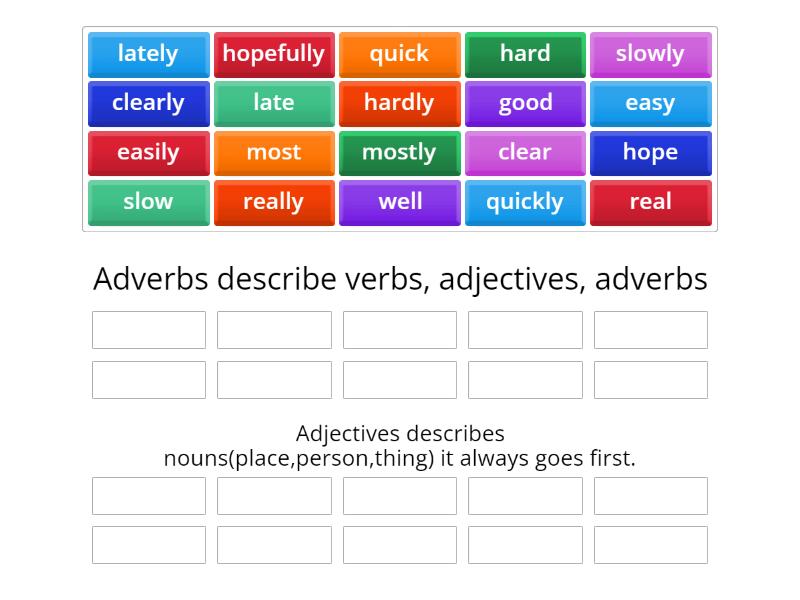 Adverbs Vs Adjectives Group Sort