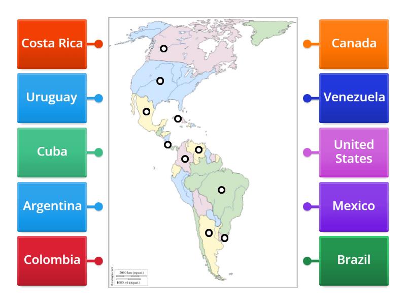 Countries of the Americas - Labelled diagram