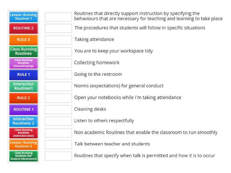 RULE AND ROUTINE - Match up