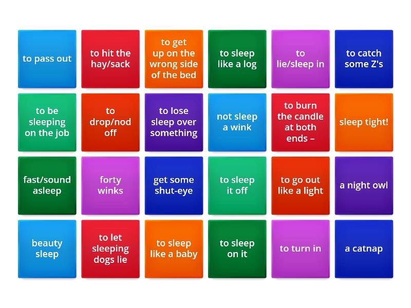 Sleep Idioms & Phrases - Flip tiles