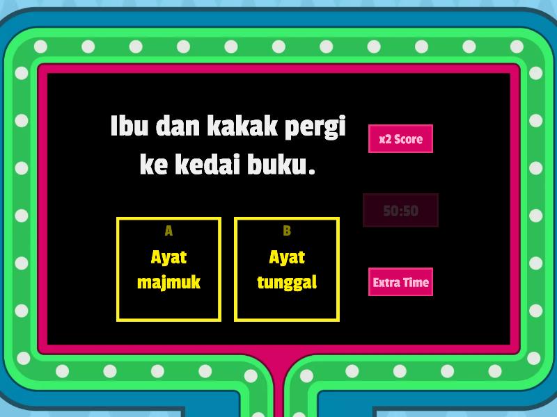 Ayat Tunggal Dan Ayat Majmuk TAHUN 3 - Gameshow Quiz