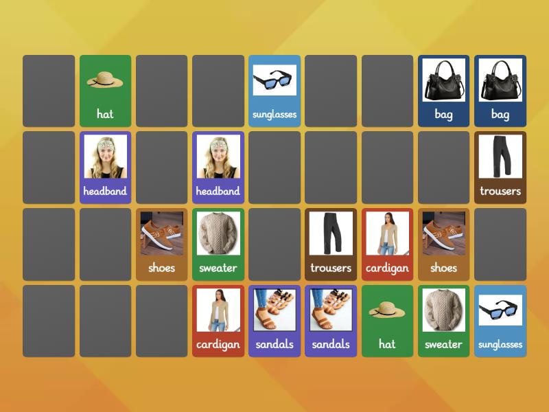 Klasa 2 Lekcja Clothes Wordwall Skillstar - Matching Pairs