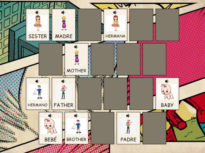 The family memory game matching pairs