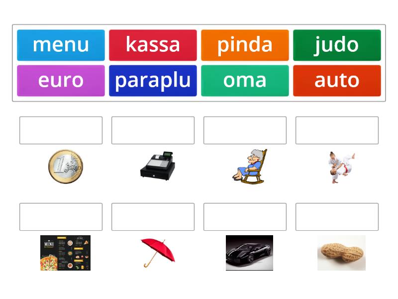 Groep 5 Woorden Die Eindigen Op -a, -o Of -u - Match Up