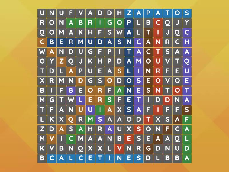 La ropa - Wordsearch