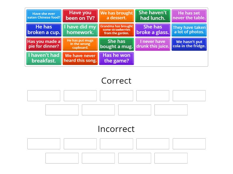 Present perfect group sort
