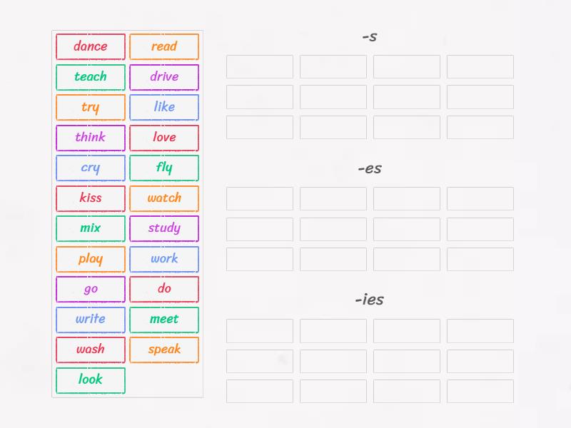 4.2 Present Simple for he, she, it - Group sort