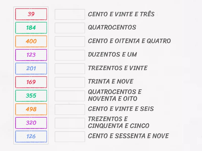 Numerais Por Extenso Match Up