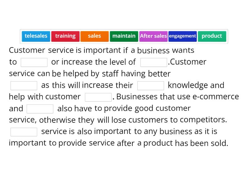 4.3 Sales Process and Customer Service - Complete the sentence