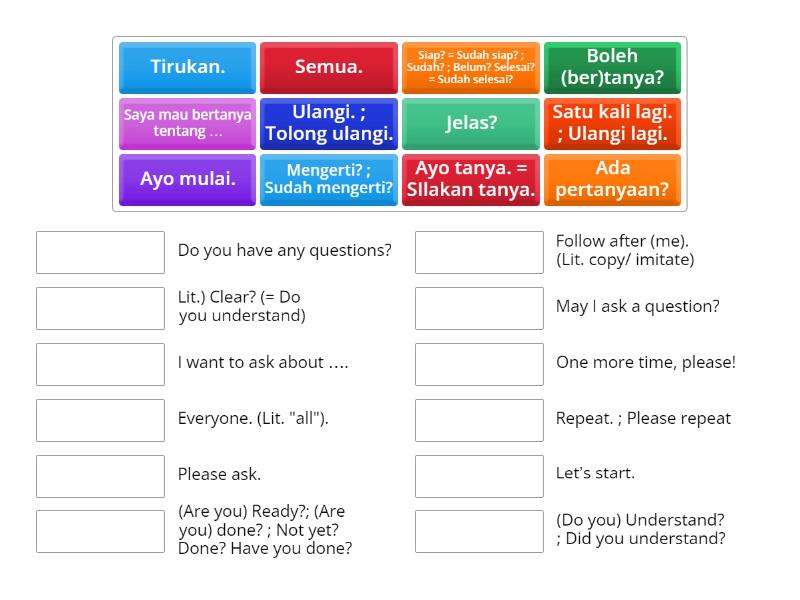 Mencocokkan Kalimat (Matching Sentences) - Match up