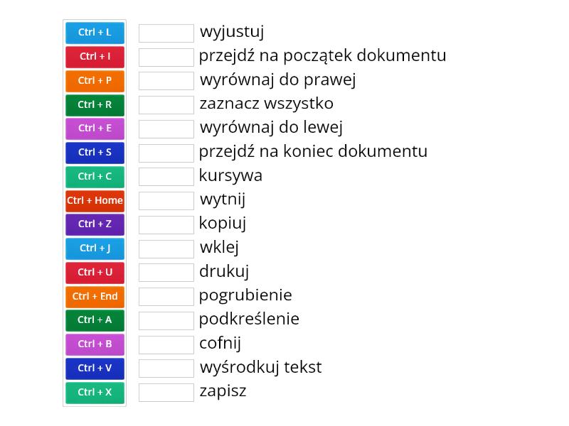 Skróty Klawiszowe 5 Klasa Informatyka Połącz W Pary 5312